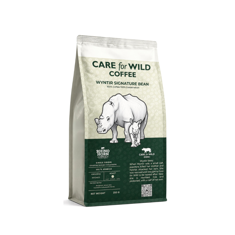 Wyntir Signature Bean - Single origin Ethiopian washed Yirgacheffe Coffee Beans 250g Care For Wild Collaboration Supporting Orphaned Rhino Wyntir